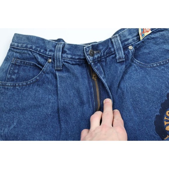 NOS Vintage 90s Streetwear Mens 32x34 Pleated Baggy Loose Fit Denim Jeans Blue - Picture 7 of 13